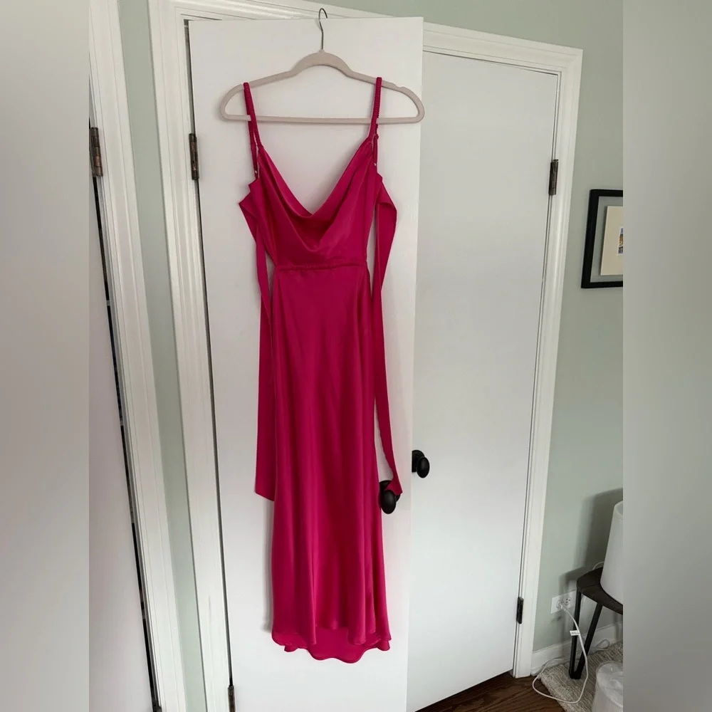 Petal & Pup Hot Pink Satin Maxi Slip Dress - Picture 2 of 6